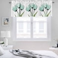 thumbnail image 3 of 2 Pack Teal Floral Valance for Window Teal Tulips Green Leaf Watercolor Plant Kitchen Valance Rod Pocket Short Curtain Topper Decorative Window Treatment for Living Room Bedroom 42"x18", 3 of 8