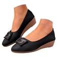thumbnail image 3 of YLYL Women's Bow Ballet Shoes Wedge Heel Pointed Toe Fashion Casual Slip on Office Business Walking Shoes, 3 of 9