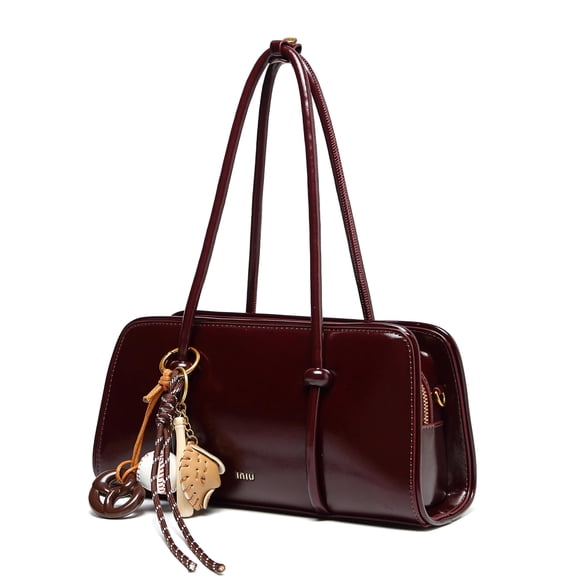 Bolso de hombro RTPRTP de piel sintética de estilo vintage, color burdeos