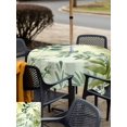 thumbnail image 5 of Outdoor Tablecloths with Umbrella Hole & Zipper, Green Blue Leaves 60x60 Inch Square Tablecloths, Summer Botanical Farmhouse Watercolor Leaf Waterproof Table Cloth, Patio/Pool/Picnic Table Covers, 5 of 8