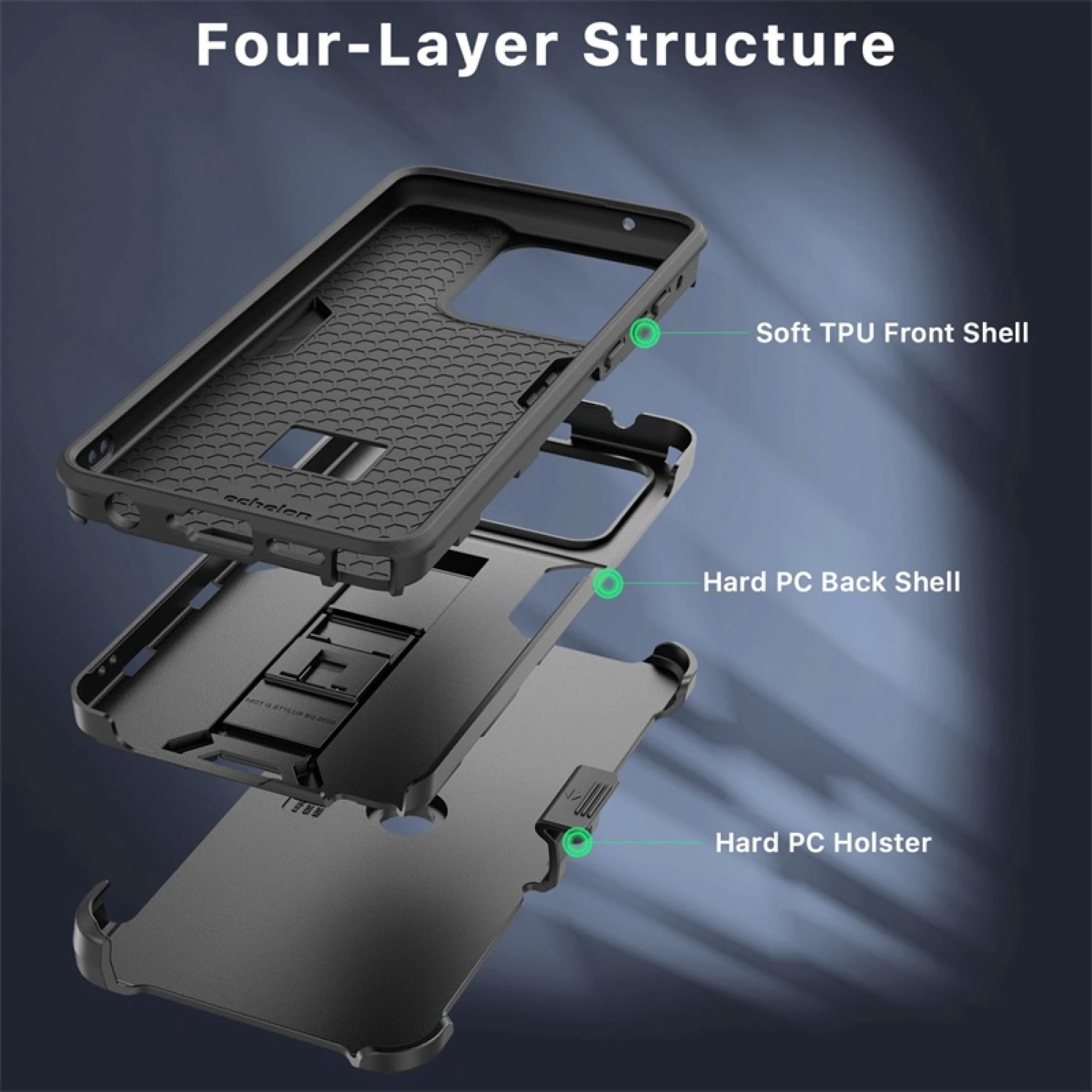 Heavy-Duty Case with Kickstand & Holster compatiable with Motorola Moto G Stylus 5G (2025) – Rugged Shock-Resistant Reflex Series, Black