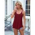 thumbnail image 4 of Womens Solid Color Round Neck Sleeveless Tank Top Basic Layering Undershirt Casual Wine Red XL, 4 of 9