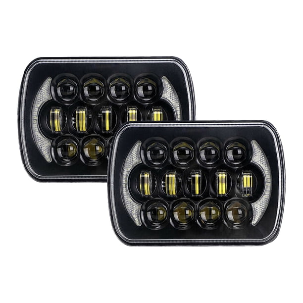 Faros de automóviles 2 faros LED cuadrados de 7 pulgadas, 7 x 6, 5 x 7 pulgadas, con señal de giro DRL de haz alto/bajo, repuesto brillante de 200 W para Jeep Wrangler YJ Cherokee XJ Ford GMC y más