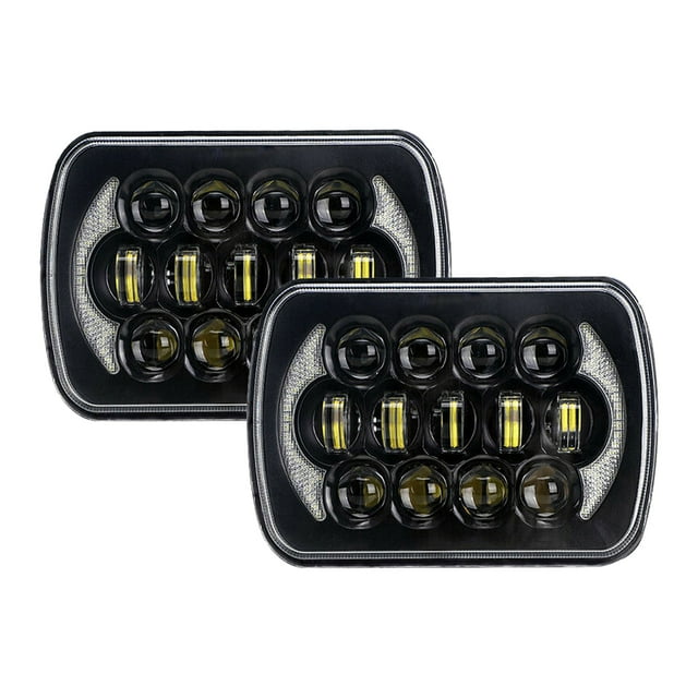 Faros de automóviles 2 faros LED cuadrados de 7 pulgadas, 7 x 6, 5 x 7 pulgadas, con señal de giro DRL de haz alto/bajo, repuesto brillante de 200 W para Jeep Wrangler YJ Cherokee XJ Ford GMC y más