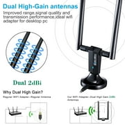 1200Mbps USB WiFi Adapter for Desktop or PC, TSV Dual Band 2.4G/ 5G AC Wireless Network Card Dongle with 5dBi High Gain Antenna for Desktop Laptop PC Support Windows 11/10/8/7/XP/Vista, Mac OS