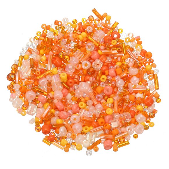Uxcell Paquete de 1000 Cuentas de Semilla de Vidrio Mezcladas, Cuentas de Bugle de Vidrio Mini de 1-4mm/0.04-0.16 Pulgadas para DIY Aretes/ Collares/Pulseras/ Fabricación de Joyería [Naranja]