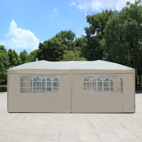 Baner Garden 20 Ft W X 10 Ft D Steel Pop Up Party Tent Beige Ch A36beige Walmart Com Walmart Com