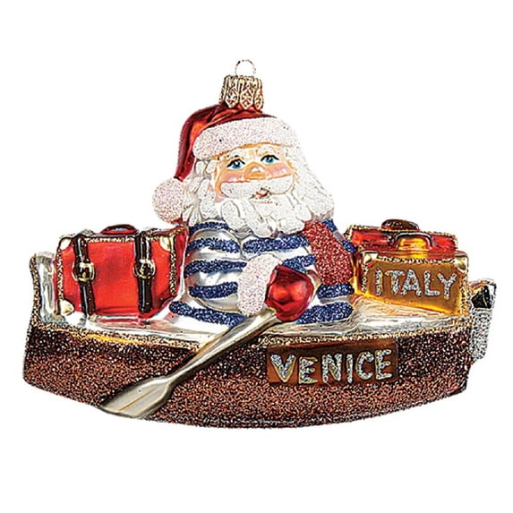 Italian Santa Polish Glass Christmas Ornament Venice Italy Gondola Decoration