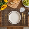 thumbnail image 4 of Dark Brown Rattan Placemats Set of 6, Vintage Abstract Wicker Texture Placemats for Dining Table, Place Mats for Kitchen Tabletop, Waterproof Wipeable Dining Table Mats Set, 4 of 9