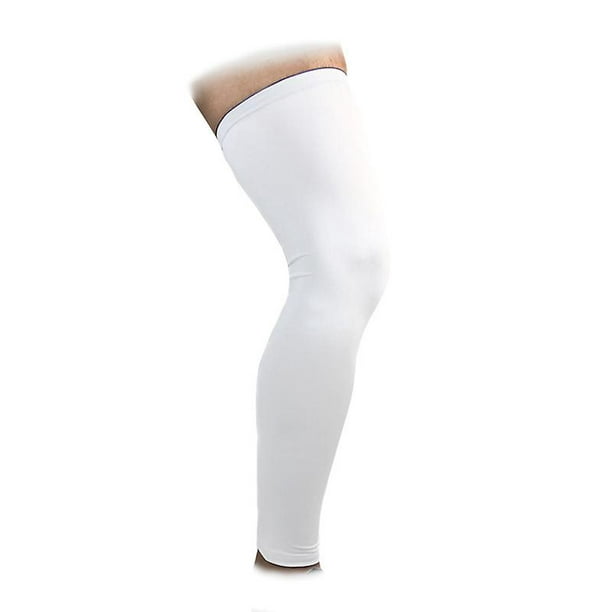 2pcs Basketball Knee Pads Professional Long Leg Sleeve Sport Protector  Cycling Uv Sun Leg Warmers-White-M 
