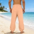 thumbnail image 5 of Mens Lounge Pants Lightweight Drawstring Elastic Waist Baggy Joggers Summer Comfort Everyday Travel Beach Linen Pants, 5 of 8