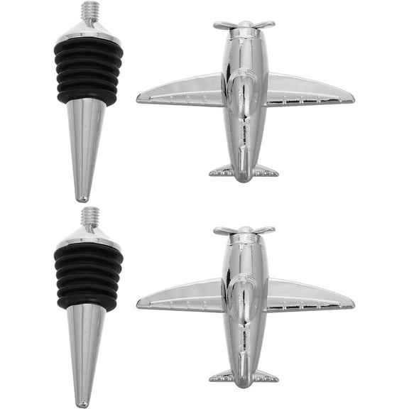 Milisten 2-Pack Aircraft Shaped Metal Wine Bottle Stoppers, Decorative and Wine Accessories