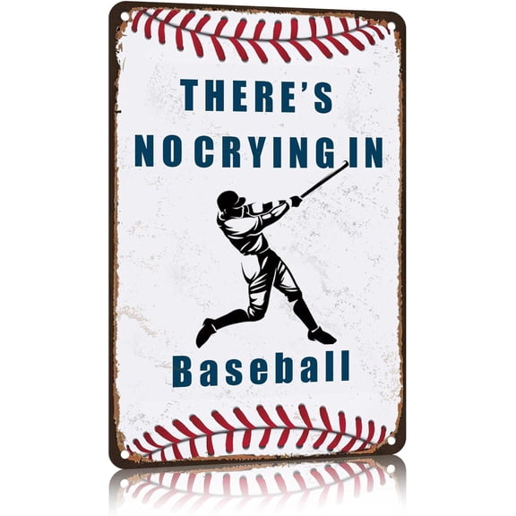 Vintage Baseball Wall Decor Metal Signs,Boys Room Decor Wall Art Decor,Gifts for Baseball Lovers - Baseball Poster Tin Signs for Sports Themed Bedroom/Man Cave - 8×12Inch