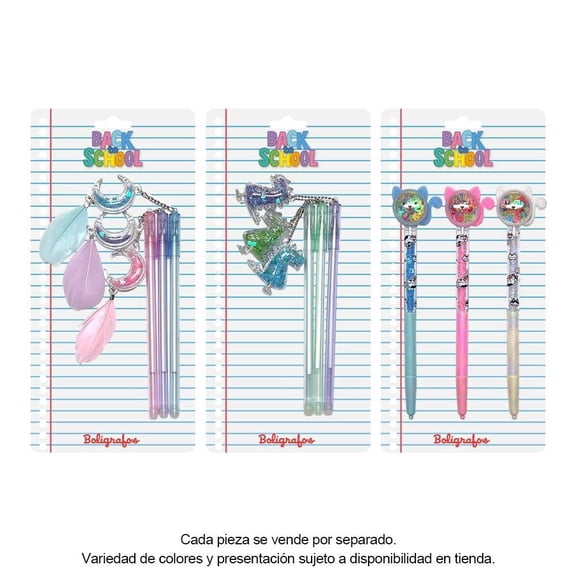 Pluma de Gel Prichos Varios Modelos 3 Piezas