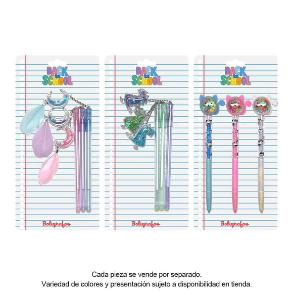 Pluma de Gel Prichos Varios Modelos 3 Piezas