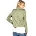 thumbnail image 3 of Haute Monde Women's Juniors Casual Faux Suede Moto Jacket (Small, Sage), 3 of 3