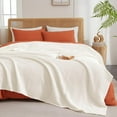 thumbnail image 7 of PHF Ultra Soft Waffle Weave Blanket Twin Size, Washed Lightweight Summer Breathable Blankets for Hot Sleeper, Coconut White, 66x90 inches, 7 of 7
