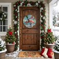 thumbnail image 5 of Welcome Sign for Front Door,Christmas Flamingo Round Metal Welcome Front Porch Decoration,Xmas Snowman Coastal Beach Entryway Wall Hanging Sign for Living Room Kitchen Hallway Housewarming Gift 12'', 5 of 9