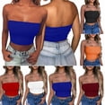 thumbnail image 2 of Womens Solid Color Sleeveless Cami Vest Casual Crop Top Tank Tops Strapless T-Shirt Blouse, 2 of 6