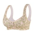 thumbnail image 2 of Dorinao Women's Flower Print Plus Size Without Ring Vest Style Front Button Underwear Bra, Beige, 36AB, 2 of 4