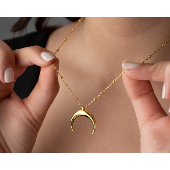 Crescent Moon Necklace, Moon Phase Necklace, Celestial Necklace, Sterling Silver Moon Pendant, Ball Chain Necklace, Dainty Mom Necklace