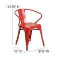 thumbnail image 6 of Emma + Oliver Commercial Grade Red Metal Indoor-Outdoor Chair with Arms, 6 of 12