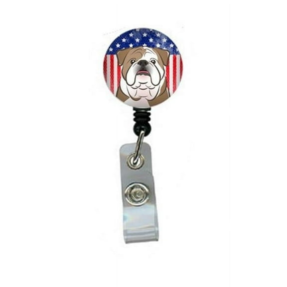 Carolines Treasures BB2149BR American Flag & English Bulldog Retractable Badge Reel