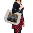 thumbnail image 2 of Cars Shopping Bag, Graffiti Featured Graphic Crashing Automobile on a Brick Wall Underground Street Style, Eco-Friendly Reusable Bag for Groceries Beach and More, 15.5" X 14.5", Cream, by Ambesonne, 2 of 2