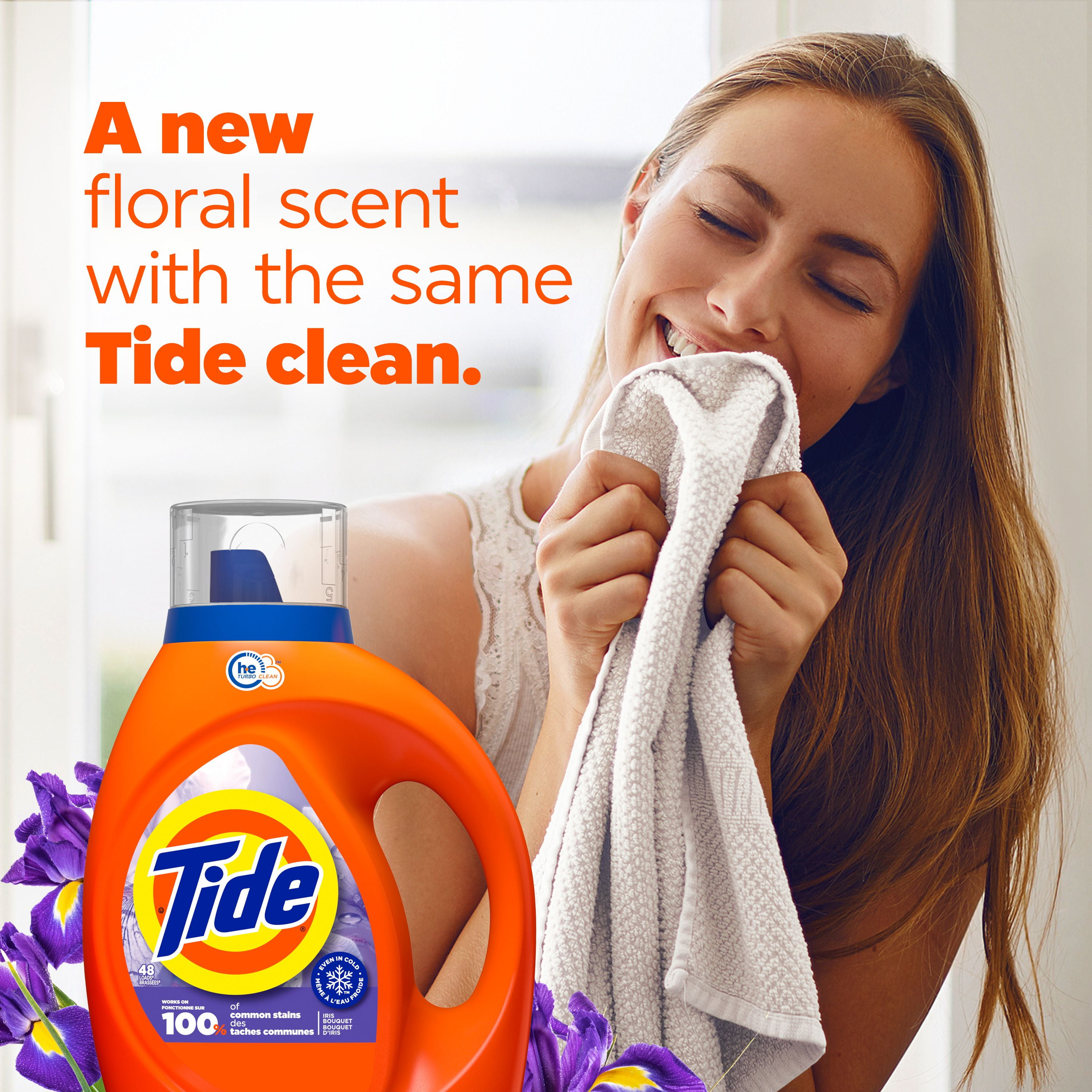Tide Liquid Laundry Detergent 1 Litre, Iris Bouquet Scent, HE Compatible, Cold Water Clean Liquid Detergent, 1L