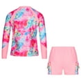 thumbnail image 2 of Alvivi Kids Long Sleeve Rash Guard Swimsuit UPF 50+ Swimwear Girls Rash Shirts Top Swim Shorts Set Pink 8, 2 of 7