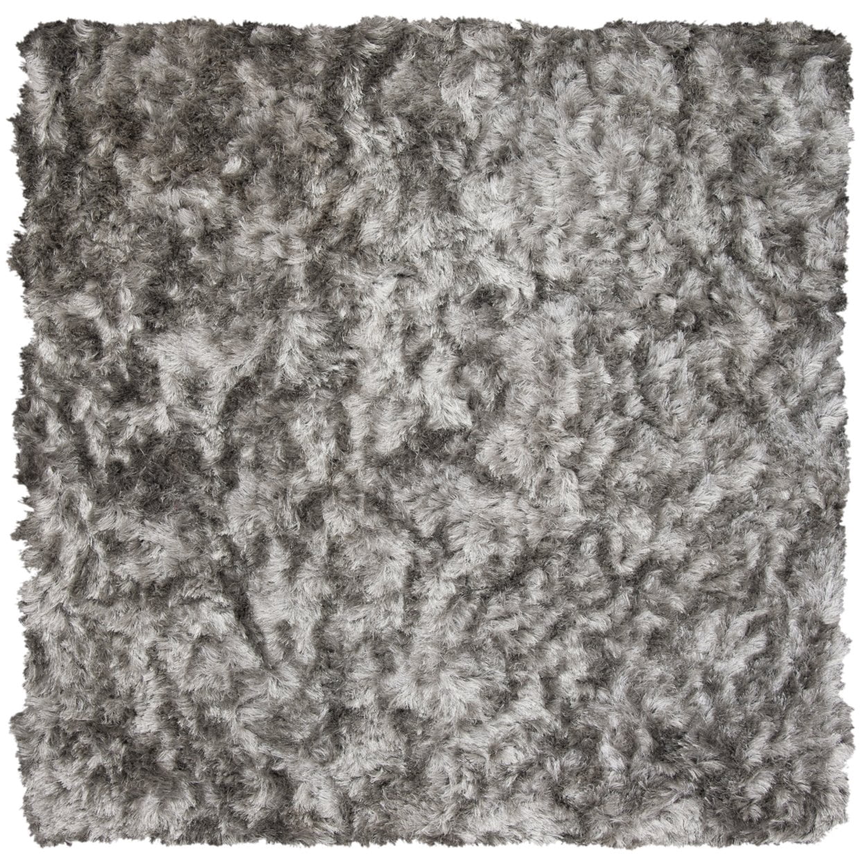 SAFAVIEH Ocean Amyas Solid Shag Area Rug, Silver, 8' x 8' Square