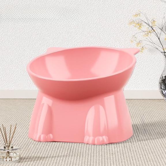 Water Bowl For Cats,Cat Food Bowl,Elevated Cat Food Bowl,5IN Cat Bowls For Indoor Cats,Plastic Tilted Cat Food Bowls, Tilted Elevated Cat Bowls for Food and Water, Cat Bowl(Pink)