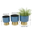 thumbnail image 4 of CosmoLiving by Cosmopolitan Blue Metal Indoor Outdoor Planter with Gold Base, Set of 3 10", 11", 9"H, 4 of 10