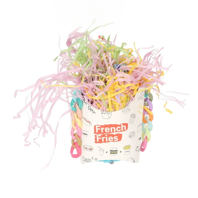 Bird Toys, Colorful Paper Strips Foraging Bamboo Trap Cup Interesting Safe French Fries Toy For Cockatiels For Playing