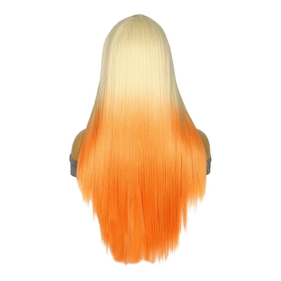 Komiseup Cosplay Ombre Orange Wigs Silky Straight Middle Part Wig for Women Synthetic Hair Ombre Colored Wigs for for Halloween Daily Party Use