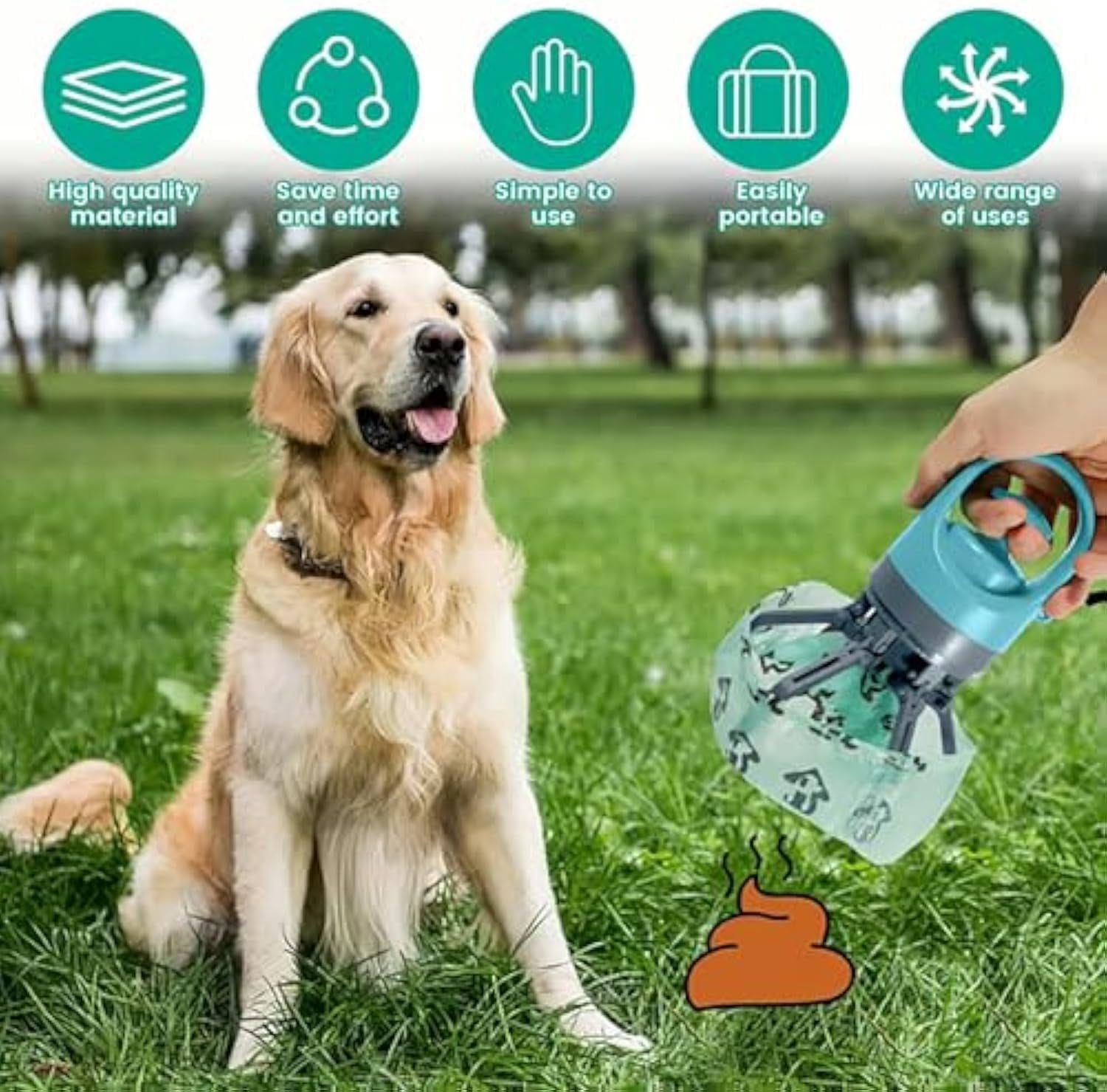 Portable Dog Waste with Bags, Portable 2 in 1 Dog Waste Pick-Up Claw, Holder & Claw Clip for Small Medium Large Dogs
