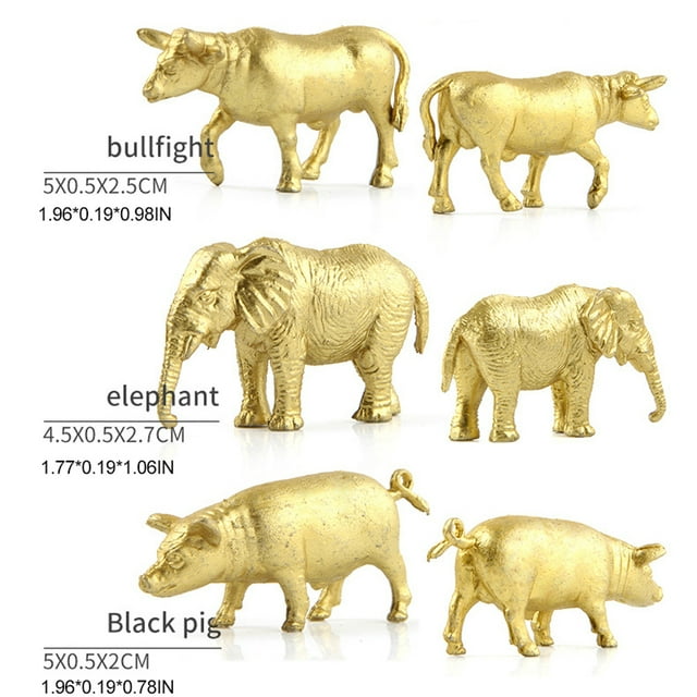 Modelos De Animales Salvajes De La Selva, 12 Juegos De Figuritas De Animales De Plástico Dorado, Modelos De Animales Salvajes De La Selva, Mini Animales, Adorno De Escritorio Para ANGGREK Gold Plastic Animal Figurines