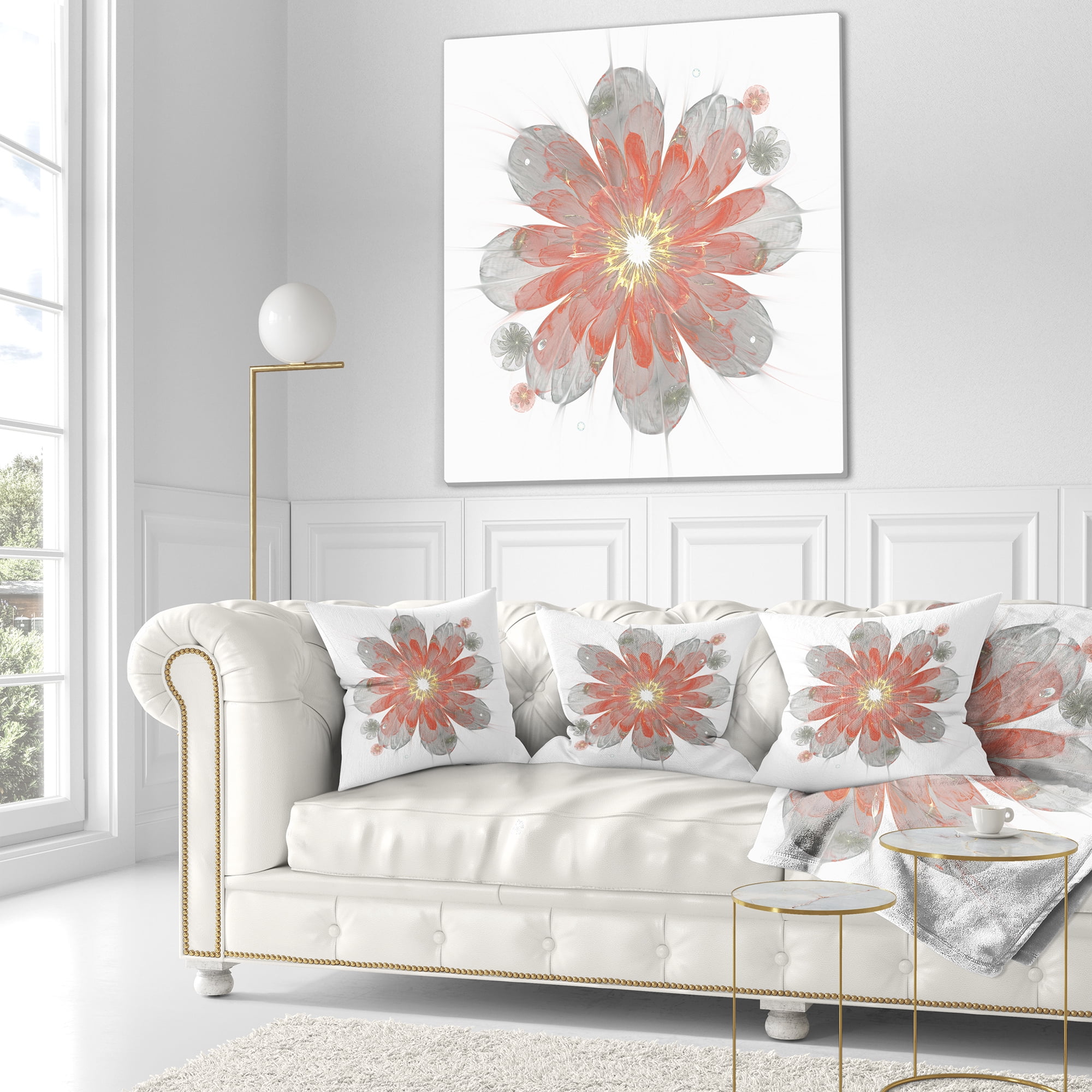 Designart 18" x 18" Red Polyester Throw Pillow