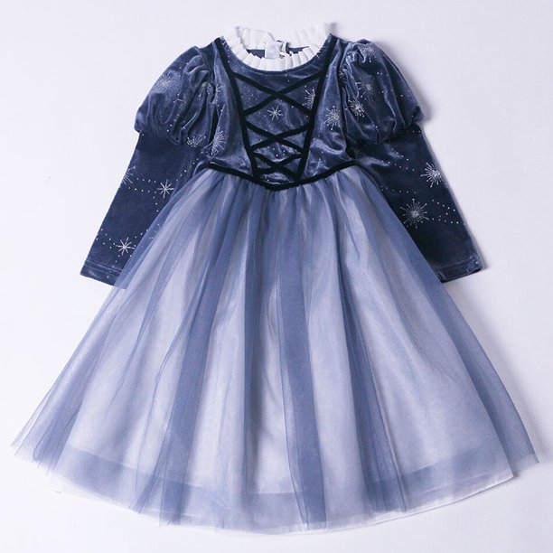 Primavera otoño vestidos infantiles para niñas trajes de Navidad dibujos animados Frozen Elsa Puff manga princesa vestido fiesta de cumpleaños vestido de graduación 3T (Tag110) Gao Jinjia LED