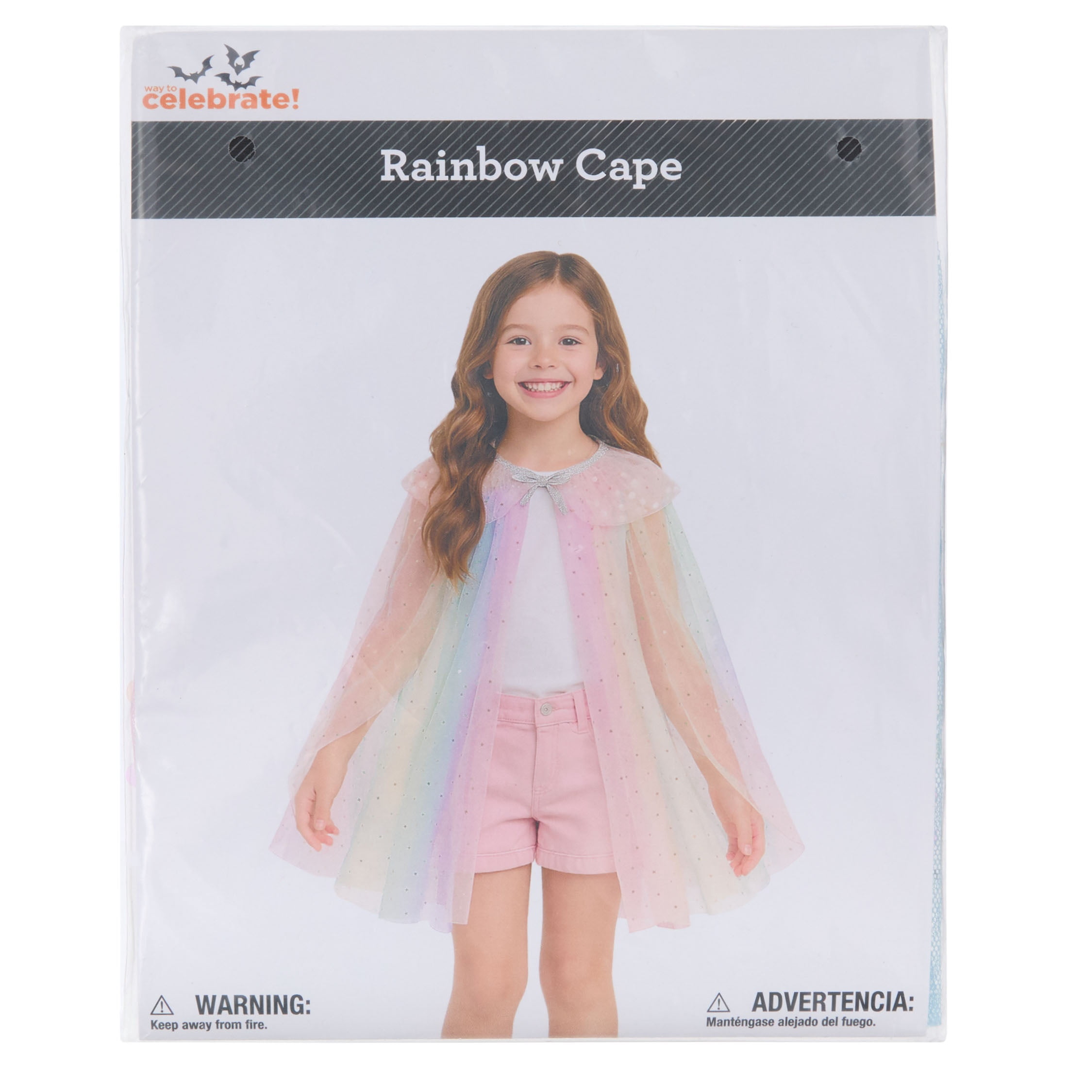 Rainbow Cape Costume Accessory for Children, Multicolor, One Size, Halloween by Way To Celebrate