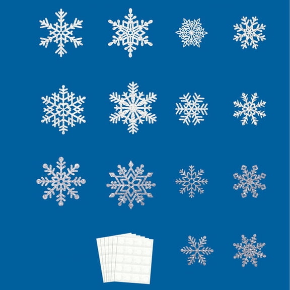 Bulk 50 Double-Sided Snowflake Cut Outs with Glues Point Glittering Paper Holiday Bulletin Board Decoration Accessories