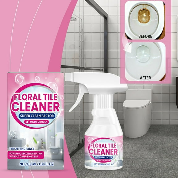 100ml Floral Tile Cleaner – Multi-Purpose Bathroom and Kitchen Cleaner, Removes Stains, Soap Scum, and Dirt, Fresh Floral Fragrance, Safe for Tiles, Grout, and Toilets, Easy to Use