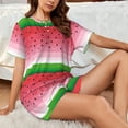 thumbnail image 4 of Fotbe Watermelon Conjunto de Pijama Estampado para Mujer, 2 Piezas, Ropa de Dormir con Camiseta de Manga Corta y Shorts Suaves-X-Large, 4 of 6