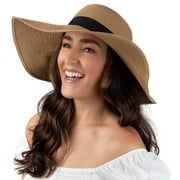 Women Floppy Sun Hat with Wide Brim—Foldable Roll-up Straw Beach Hat UPF 52