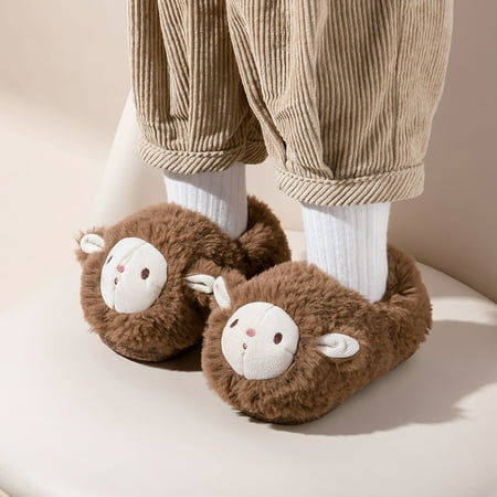 

Cathalem Kid Fuzzy Slipper Fashion Autumn And Winter Boys And Girls Slippers Flat Soft Toddler Indoor Outdoor Slippers Brown 12 Months