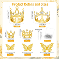 thumbnail image 4 of Gold Crowns for Flower Bouquet Accessories, 4 Pcs Cake Crown Topper, 12 Butterfly Decorations and 50 Pins, 4 of 8