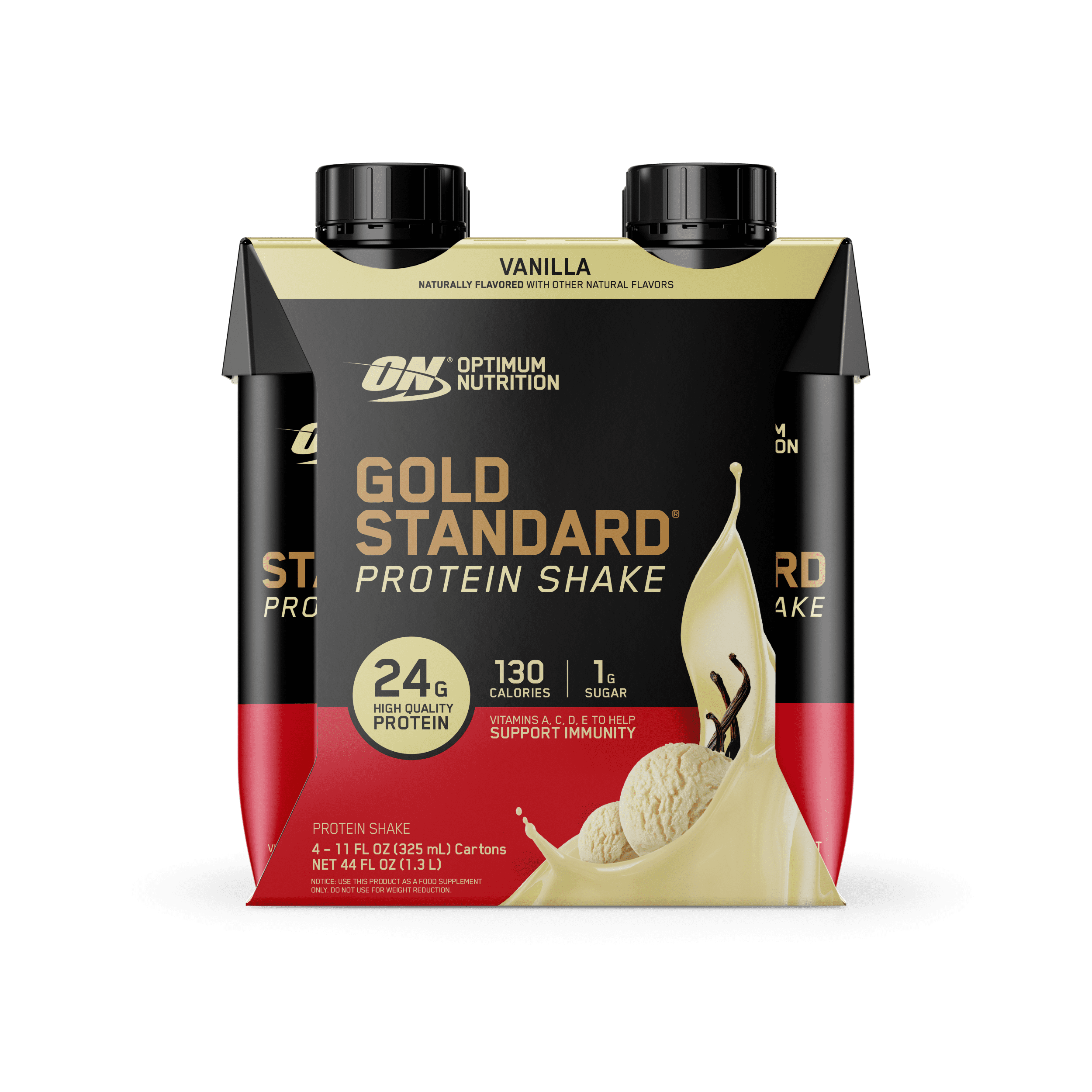 Optimum Nutrition, Gold Standard Protein, Ready to Drink Shake, Vanilla, 26g Protein, 4 Pack