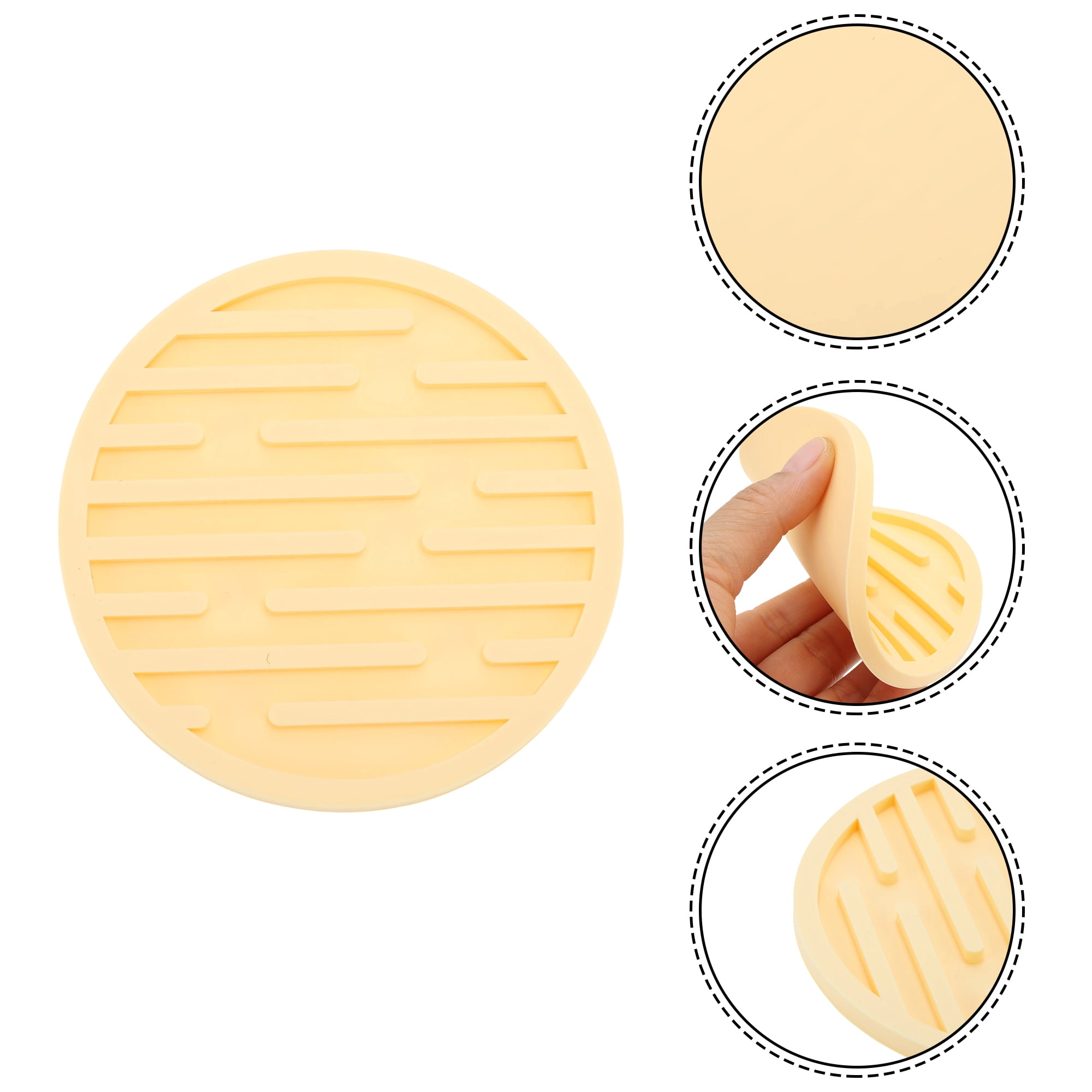 Unique Bargains Water-repellent Stripes Drink Coaster Set Yellow