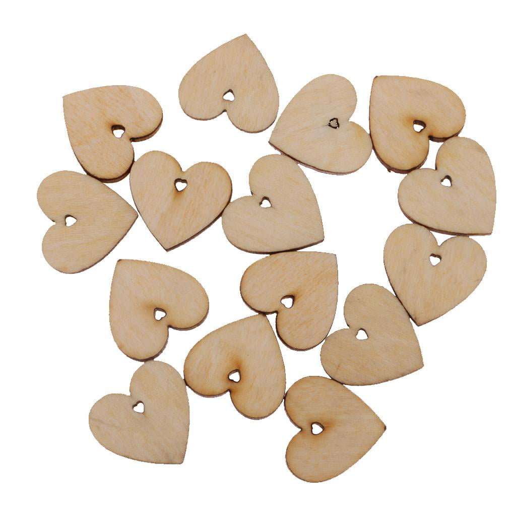 75pcs Wood Cutout Unfinished Heart Tags with Hole for Wedding Craft 60/80mm