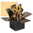 thumbnail image 1 of Tarjeta de cumpleaños 80 de Uxcell, tarjeta de cumpleaños emergente con tarjeta de saludo y sobre para regalo de mujer o niña, negro y dorado, 1 of 6